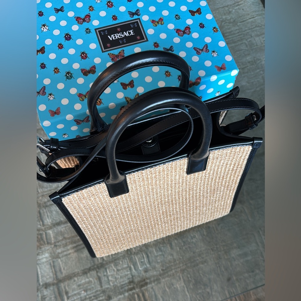 Versace Tan and Black Tote Bag with Structured Design - Picture 2 of 6